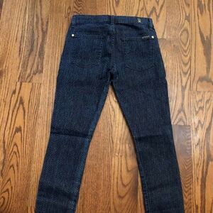 7 For All Mankind Women's Skinny Jeans - Dark Blue Herringbone